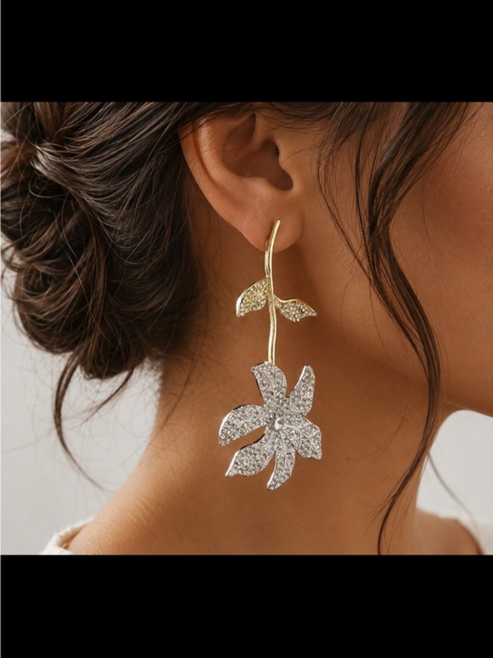 Zara simulated Diamond dangle Gold silver Luxury Earrings wedding